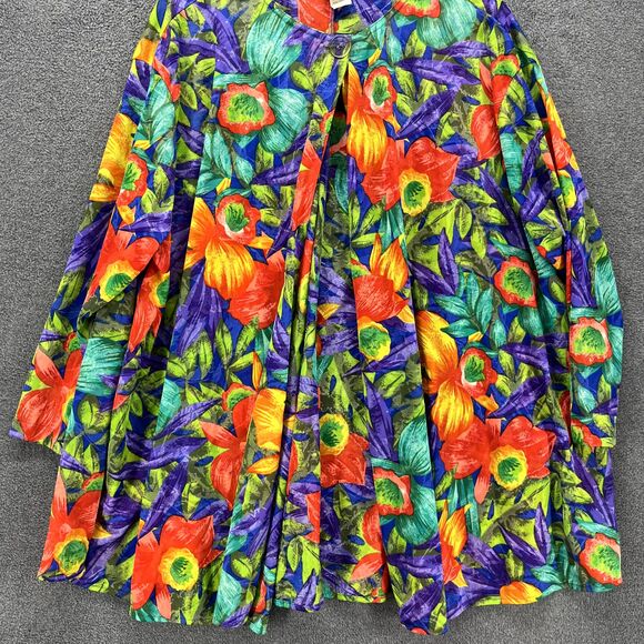 Vintage Sirena Top Plus Small Floral Blouse cover up Relaxed Tropical Hawaii Ope - Picture 11 of 16